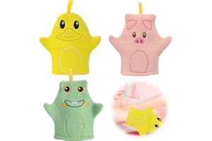 Canzoon Lot de 3 gants de toilette pour bébé - Avec motif animal - Pour un plaisir de bain joyeux - Pour bébés et enfants à partir de 0 mois