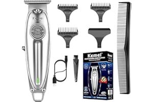Kemei Tondeuse à cheveux professionnelle pour homme - Lame en T - Tondeuse électrique de qualité barbier - Solution de toilettage tout-en-un sans fil,Cadeaux pour la fête des pères