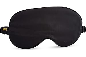 SMUG Satin Sleep Mask - Deep Dream Sleep Aid Eye Mask for Women & Men for Sleeping, Travel, Night Shift - Soft to Nourish Skin, & Reduce Dark Circles - Eye Cover to Block Out Light - Black