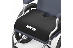 AUVON Wheelchair Seat Cushions for Sciatica, Back, Coccyx, Pressure Sore and Ulcer Pain Relief, Memory Foam Pressure Relief Cushion with Detachable Safety Strap, Breathable & Waterproof Fabric