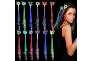 M.best 12pcs LED Schmetterling (zufällige Farbe) Blinkende Faser Optik Haar Braid Barrettes für Light Up Glow Party-Alternating Multicolors