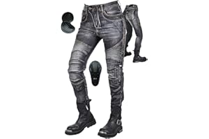 oFzimTo Motorradhose Herren/Damen, Aramid-Gewebe Stretch Jeans Hosen Herren/Damen, Motorrad Hosen mit Protektoren
