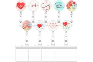 XWCHASA Soporte para insignias de enfermera, 9 unidades, carrete retráctil, soporte para insignias de enfermera, soporte para identificación, yoyó con pinza de cocodrilo para enfermeras, médicos