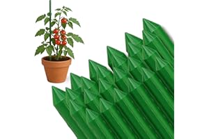 TECHZOCO Tutores para Plantas, Varillas Crecimiento Plantas, Interior/Exterior, Apto para Tomateras y Trepadoras, Acero Plastificado, Color Verde, Ø 1,10 x 180 cm Largo, 6 Unidades