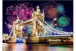 MXJSUA Kit de Pintura de Diamante DIY 5D, Marcos de Punto de Cruz Paisajes Diseño de Puente de Torre de Cristal, Taladro Parcial, Suministros para decoración de Pared de Sala de Estar 30 x 40 cm