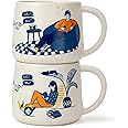 Shay Ceramic Couple Cappuccino Cup, Set of 2, Off White, 350ml | His & Her Coffee Cup | Large Tea Cup | Matte Finish | Large Cup for Coffee | Premium Stoneware Coffee Cup (His & Her)