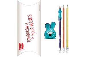 MAPED - Kit d'Apprentissage à l'Ecriture - Taille-crayon Croc Croc Lapin + 1 Crayon Graphite avec Guide-doigt Requin + 2 Crayon à papier Kidy Learn