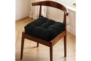 Warmiehomy Chair Cushions with Ties, 10cm Thicken Booster Cushions for Armchairs, Soft Seat Pads for Dining Chairs, Large Cushion for Chair, Elderly, Pregnancy & Post-Operative Adults, 40x40cm(Black)