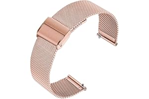 Lahviuu Quick Release Watch Strap 22mm,Metal Watch Strap for Men Women,Mesh Smart Watch Straps Adjustable Replacement Straps with Magnetic Clasp,Watch Wristbands Rose Gold