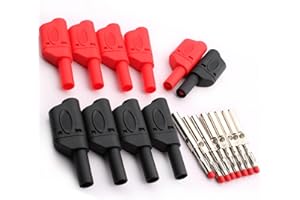 RUNCCI-YUN 10 Pz Spina a banana da 4 mm Spine a banana isolate Spine a banana saldare Connettori a banana impilabili per puntali per multimetri(rosso nero