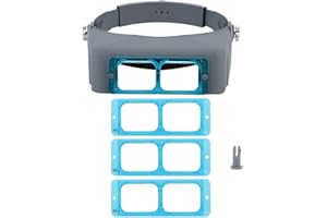 SALUTUYA Lupa de Diadema, Lupa de Lectura montada en la Cabeza, con Cuatro Lentes de Vidrio óptico, Lupa Binocular, para Lectura, joyería, reparación de Relojes, artesanía