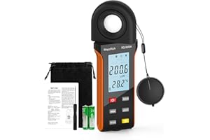 Luxmeter Lichtmessgerät, WapoRich Belichtungsmesser Digital Illuminance Light Meter Measure 1~400,000Lux/FC mit Umgebungstemperatur Hintergrundbeleuchtung für Fotografie, Pflanzen (RQ-5000A)