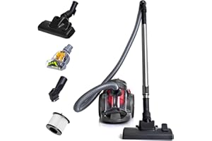 LEHMANN Aspirapolvere Ciclonico Potente, max. 4000W, Aspirapolvere a Traino senza Sacco con Filtro HEPA per Allergici, Capacità 1,8L, Set di Accessori con Spazzola Turbo per Peli Animali, Compatto