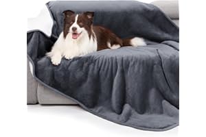 Weaveinbay Waterproof Dog Blanket, Sherpa Fleece Dog Blankets Washable for Couch Protection, Soft Plush Reversible Pet Throw Furniture Protector, 127x152cm, Grey
