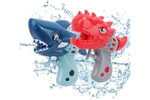PWSAP 2Pack Pistole ad Acqua per Bambini, Water Squirt Gun Giocattoli Pistola Raggio Pistola ad Acqua a Forma di Dinosauro e Squalo per Spiaggia, Piscina All'aperto, Combattimenti in Acqua
