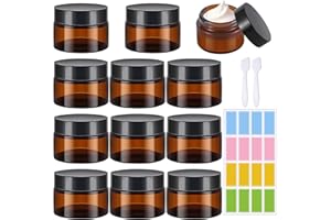 ANLIOTO 12 Stück Salbentiegel Braunglas Glastiegel 20ml mit Deckel Cremetiegel Creme Behälter Cremetiegel Braunglas Cremedosen Zum Befüllen für Lotion, Creme, Kosmetik