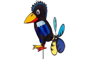 INVENTO JUST PLAY HQ Design Windspiration - UV-beständige und wetterfeste Windspiel Deko für Garten, Terrasse und Balkon - Windrad inkl. Standstab (Raven Mini)