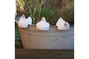 Storm's Gartenzaubereien Randhocker Deko - Hühner 3er Set weiß für die Gartendeko H 12,5cm als Balkon- oder Terrassendeko