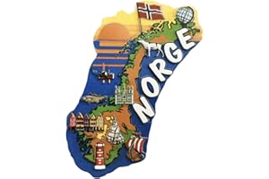 WEDARE MAGNET SOUVENIR Noruega mapa 3D recuerdo imán para nevera, hecho a mano para el hogar y la cocina, colección de imanes para nevera de Noruega