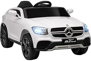AIYAPLAY Mercedes-Benz GLC Coupe Licensed Kids Ride on Car, 12V Battery Powered Kids Electric Car with Remote Control, Soft Start, LED Light, Music, MP3, 3 Speed, for 3-6 Years, White