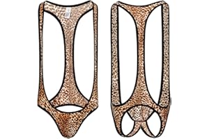 VemeFufu Jockstrap Bain Body pour Hommes avec Bretelles Sexy Hommes Culotte Bretelles Combinaison Une Pièce Combinaison Body Suspensoir Masculin Chaud Léopard Sport Lutte Salle De Bain Sous-Vêtements