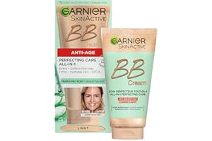 Garnier SkinActive Anti-Age BB Cream, Shade Light, Tinted Moisturiser SPF 15, Softens Fine Lines & Firms Skin, With Hyaluronic Acid, Aloe & Mineral Pigments, 50 ml
