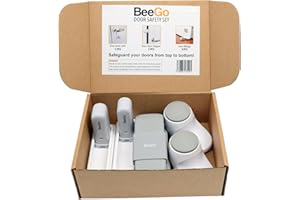 BeeGo Baby Door Safety Set: Protect Every Corner!, Safeguard Your Doors from Top to Bottom with Ease - Door Stopper, Door Wedges Indoors, Door Lever Lock, Child Locks for Doors, Children Proof Set