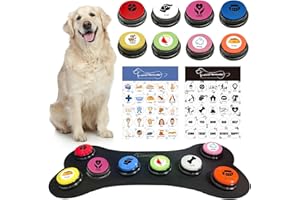 BUYVIKAY Satz von 8 Farben Hundeknöpfe,Hunde Button,Haustierknöpfe für die Kommunikation, beschreibbare Knöpfe, enthält Pads, 50 Aufkleber Hundetrainingskit,um Ihrem Hund das Sprechen beizubringen