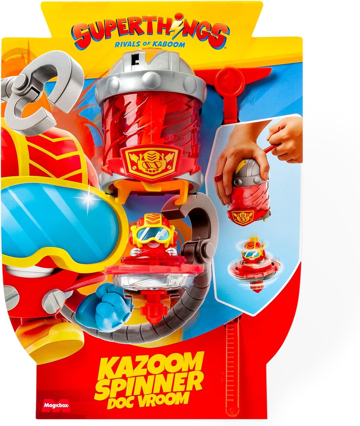 SUPERTHINGS KAZOOM Power – Kazoom Spinner – Doc Vroom. Incluye 1 Cápsula Kazoom, 1 peonza Kazoom y 1 Tira.