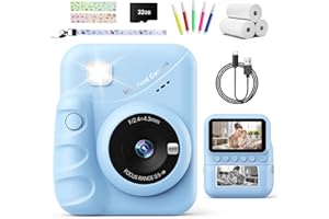TIATUA aparat błyskawiczny dla dzieci, 3,0 cala 48 MP aparat cyfrowy dla dzieci z 32 GB karta i papier zdjęcie, prezent świąteczny dla dzieci w wieku 3-12 lat Lat