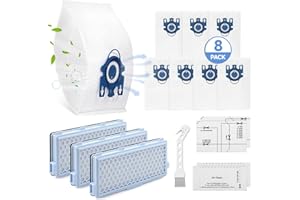BRITPICK 8 Pack Bags for Hoover & 3 Pack Hepa Filters for Miele Vacuum Cleaner, 3D Efficiency GN HyClean Dust Bags + SF-HA 50 HEPA Filter for Miele Series Cleaner