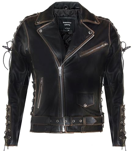 Veste En Cuir Véritable Homme Style Brando Perfecto - Noir - Neuf Avec Étiquettes - Zayn Leather