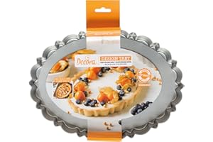 Decora 0075055 Stampo Crostata con Fondo Mobile da 29 X 20 X 3 H Cm, in Acciaio Antiaderente, Ovale, per sformare Dolci facilmente, Design Professionale Registrato, Brevettato