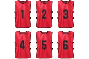 ERYUE Gilet, 6 PCS Adultes Football Pinnies Maillots D'équipe De Football À Séchage Rapide Jeunes Sports Scrimmage Entraînement D'équipe De Football Dossards Numérotés Pratique Gilet De Sport