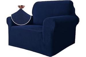 ‎YSTYLE Ystyle Stretch Sofa überzug 1 Sitzer, Elastisch Sofabezug Mit Armlehnen, Jacquard Couch überzug rutschfest, Waschbar Sofa Cover Protector Für Hunde Haustiere, Azul Oscuro