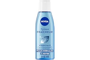 NIVEA Tonique Fraîcheur (1 x 200 ml), lotion tonique visage enrichie en fleur de Lotus et Hydramine, nettoyant visage hydratant raffraîchissant pour peaux normales à mixtes