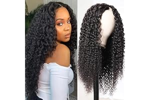CLASSINE Curly V Part Wig Human Hair Bouclés Perruque Femme Naturelle Perruque Brésilienne Cheveux Humains Femme 22 Inch (55cm)