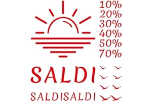 GESAR ART IN PROGRESS Gesar Vetrofania per Saldi Estivi su Vinile - Misure 140 X 50 cm - Vetrofanie Saldi Estivi - Vetrine Negozi - Stickers - Adesivi - Saldi (Rosso)