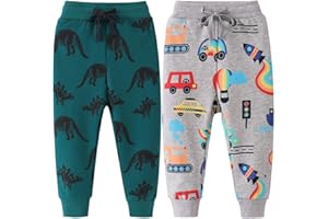 FAIRYRAIN 2er Pack Kinder Junge Sweathose Kids Karikatur Drucken Sporthose Jogger Pants Hose Babyhose Jogginghose