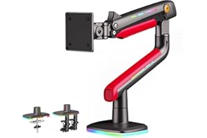 NB Ergonomic RGB Braccio Monitor per da 32 a 60 Pollici Schermo Piatti Ultrawide Curvi, Supporto per Monitor Resistente Carico fino a 20 kg VESA 75&100 mm (Rosso)