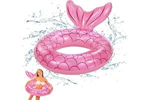 Puddry Aufblasbarer Pool Schwimmring Kinder Erwachsene, Meerjungfrau Schwimmreifen Erwachsene Luftmatratze Pool Spielzeug Kinder, Aufblasbare Pools Schwimmringe für Pool Strand Party WasserSpielzeug