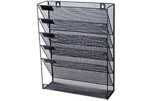 2 UR DOOR Mesh Wall Literature Holder - Organizer for Magazines, Brochures, and Documents, Durable Design, Easy Installation - A4 Paper Capacity - Home and Office Storage 405 X 325 X 105 mm (Black)