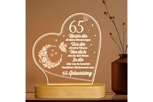 ‎OKIYID OkiyiD Geburtstag Frau Mann, 65. Geburtstagsgeschenke - Acryl Nachtlicht Geschenke Deko, 65. Geburtstag für Vater, Mutter, Freunde, Ehemann, Ehefrau, 65. Geburtstagsgeschenkideen
