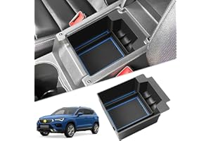 SKTU Mittelkonsole Organizer kompatibel mit SEAT Ateca 2016-2024 Handschuhfach Armlehne Ablagefach Aufbewahrungsbox (Blau)