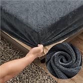 Adjustable Flannel Fitted Sheet 150 x 200 cm - Highdi Dark Grey Winter Elastic Velvet Fitted Sheet, Fitted Sheet 150 x 190 cm