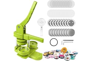 ‎DBREAKS DBREAKS Buttonmaschine 58mm Badge Maker Push-Pull DIY Presse Abzeichen Macher mit Kreisschneidern & 120 pcs Anstecknadeln mit Eisenrückseite, Glanzlaminate, Rund Papier, DIY Geschenke Pin Maker Grün
