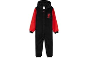 Liverpool F.C. Chłopięca piżama, polarowy kombinezon chłopięcy, super miękki kombinezon z kapturem (czarny, 11-12 lat)