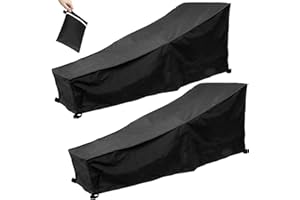 LONGZIMING Gartenliege Abdeckung, 2er Pack Sonnenliege Schutzhülle Wasserdicht, Winddicht, UV-Beständig 210D Oxford Gewebe Schutzhülle für Sonnenliege Liegestuhl Deckchair, 200 x 70 x 40 / 75cm (Schwarz)