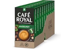 ‎CAFÉ ROYAL Café Royal, Hazelnut Flavoured Kaffee, 100 Nespresso (R) kompatible Kapseln, 80 Prozent recycled Aluminium, Rainforest Alliance zertifiziert, 100 Prozent Arabica Kaffee, aromatisiert