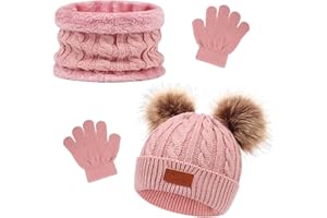 MADGININE 3-in-1 Kids Winter Accessories Set - Hat, Scarf, Gloves for Boys & Girls, 1-6 Years